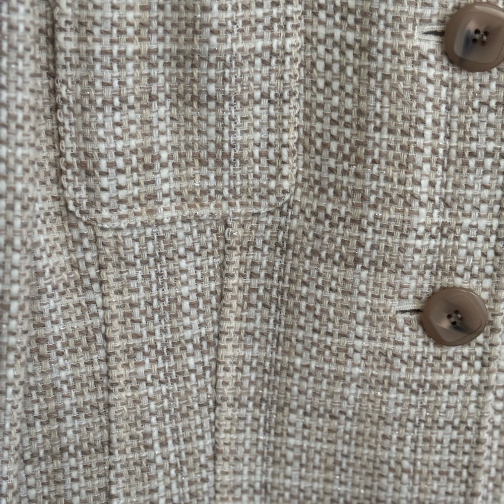 NWOT TAHARI PLAID LONG SLEEVE BEIGE FOUR BUTTON FULLY LINED NEUTRAL JACKET - Picture 13 of 14